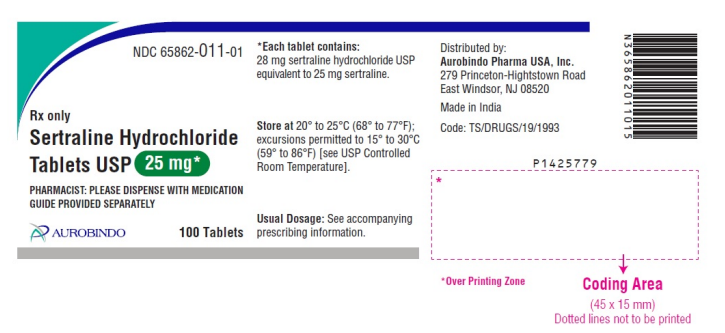 Sertraline Hydrochloride 25mg 100 tabs